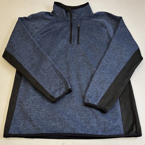Beverly Hills Polo Club 1/4 Zip Sweater Mens Large Blue Black Knit Chest Pocket - Picture 1 of 8